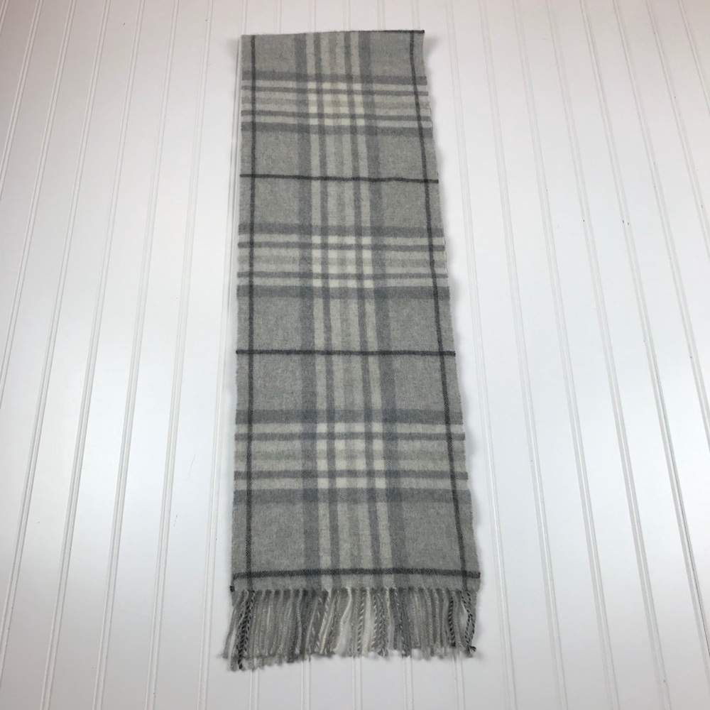 Edinburgh 100% Soft Cashmere Scarf Gray Plaid - Picture 8 of 10